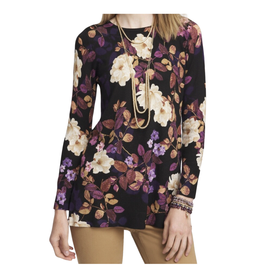 Fall Floral Crewneck Sweater Tunic